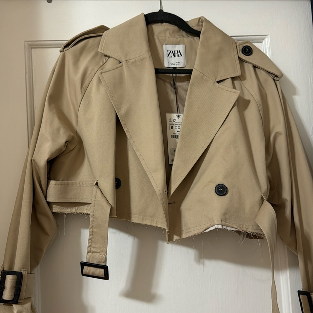 Zara cropped double breasted trench